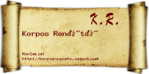 Korpos Renátó névjegykártya